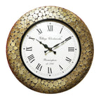 Village Clockworks Handcrafted Wooden &amp; Metal Wall Clock (18x18 Inch, Gold)