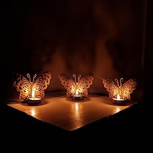 Iron Butterfly T-Light Holder Set of 3 – Elegant Home Decor & Cozy Lighting | Buddha Handicrafts